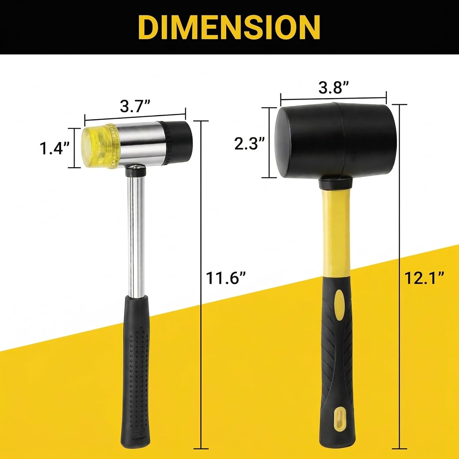 Peohud 4 Pieces Rubber Mallet Hammer Set, 16 Oz Rubber Hammer and 35mm Double-Faced Soft Mallet for Flooring, Camping, Tent Stakes, Woodworking