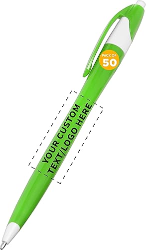 DISCOUNT PROMOS Juego de 50 bolígrafos de oficina de plástico de dos tonos paquete personalizado a granel tinta verde ideal para oficina escuela