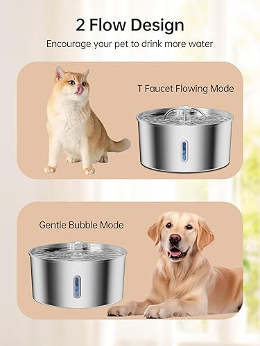 Miniatura 4 de Fuente de agua para perros grandes, fuente de acero inoxidable para perros grandes, dispensador automático grande de tazón para mascotas con bomba