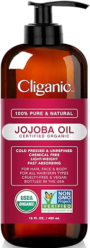 Cliganic USDA - Aceite de jojoba orgánico 100 puro 16 onza Cliganic USDA - Aceite de jojoba orgánico 100 puro 16 onza