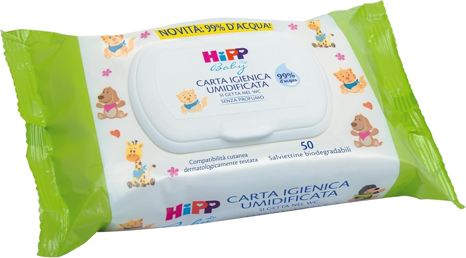 HiPP - Baby - Carta Igienica Umidificata per Neonati, Pelli Normali e Sensibili, 6 Confezioni da 50 Salviettine