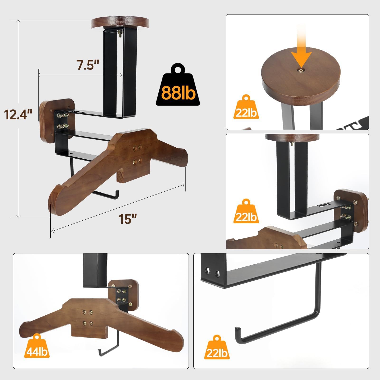 Porta Casco Moto da Parete, Struttura di Ancoraggio a Parete per Motociclette Calcio Sci e Tattico Moto Accessori Utili con Appendiabiti e Ganci