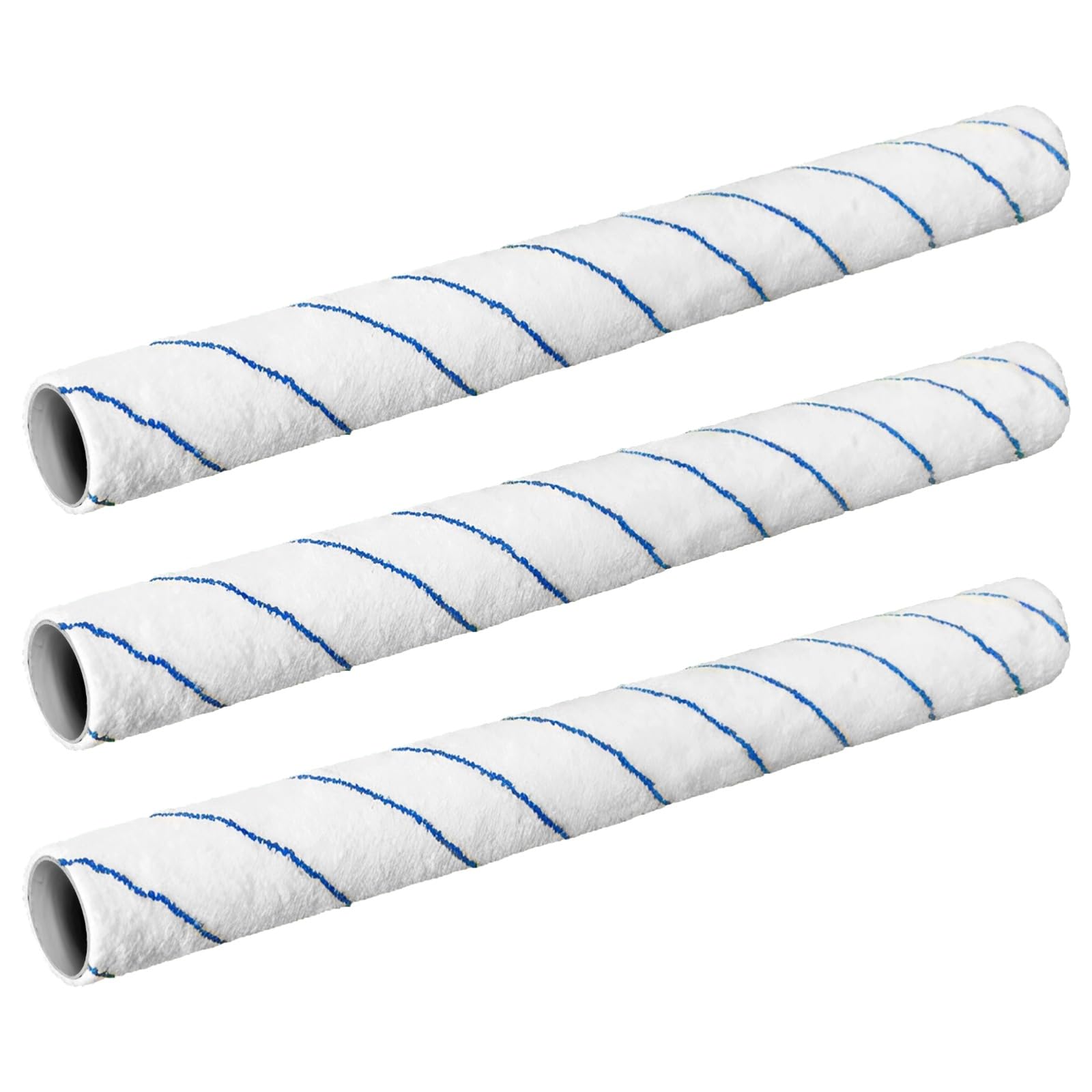Lot de 3 rouleaux de peinture, polyester et alliage d’aluminium, bande bleue et poils courts, pour surfaces mi-rugueuses, entretien facile, usage universel