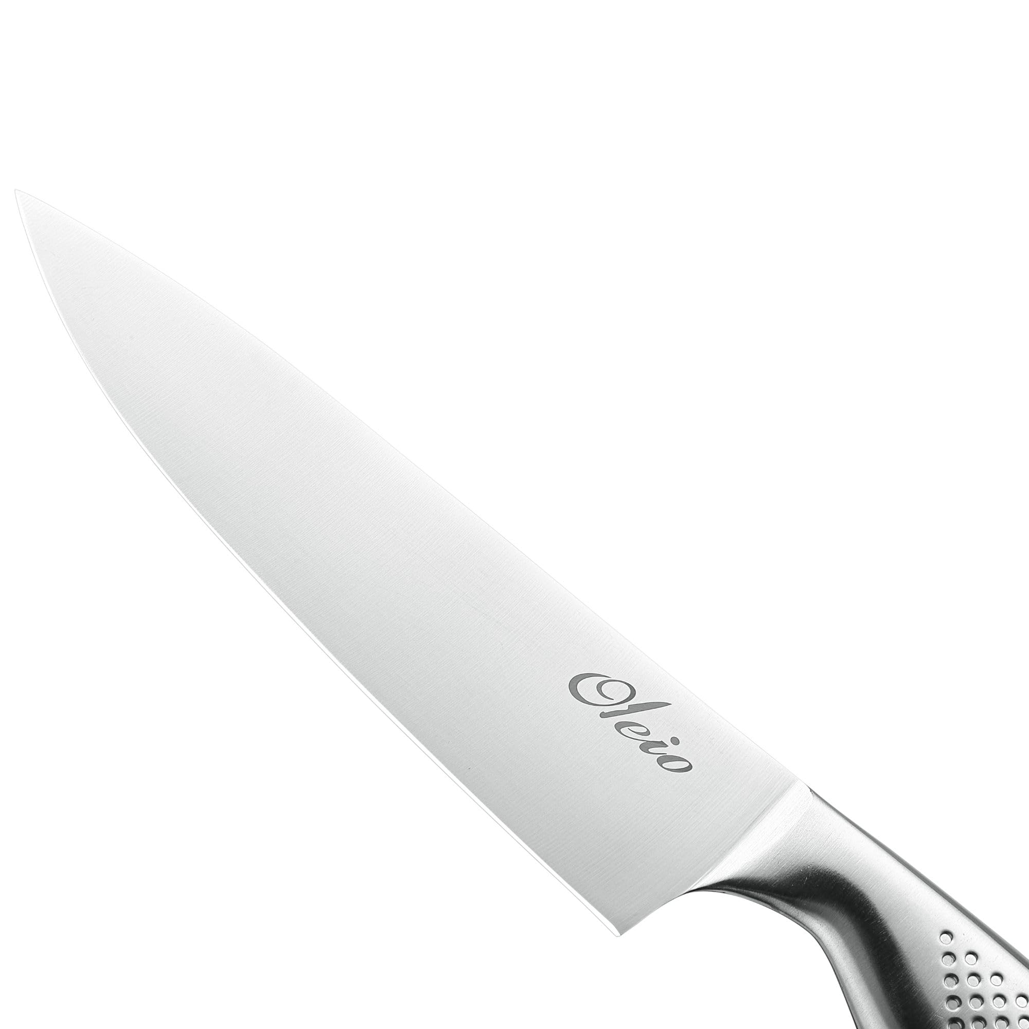 Oleio Maestro Bloc à Couteaux 5 Pièces en Acier Inoxydable avec Bloc en Bois d’Acacia et Aiguiseur Intégré | Couteaux de Cuisine Professionnels pour Viande, Légumes et Pain