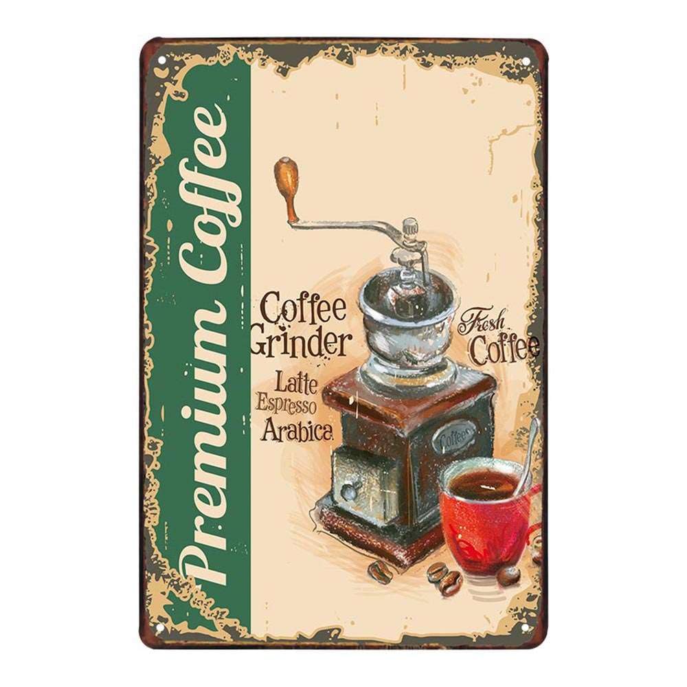 Juego de 4 placas de metal retro vintage con diseño de café