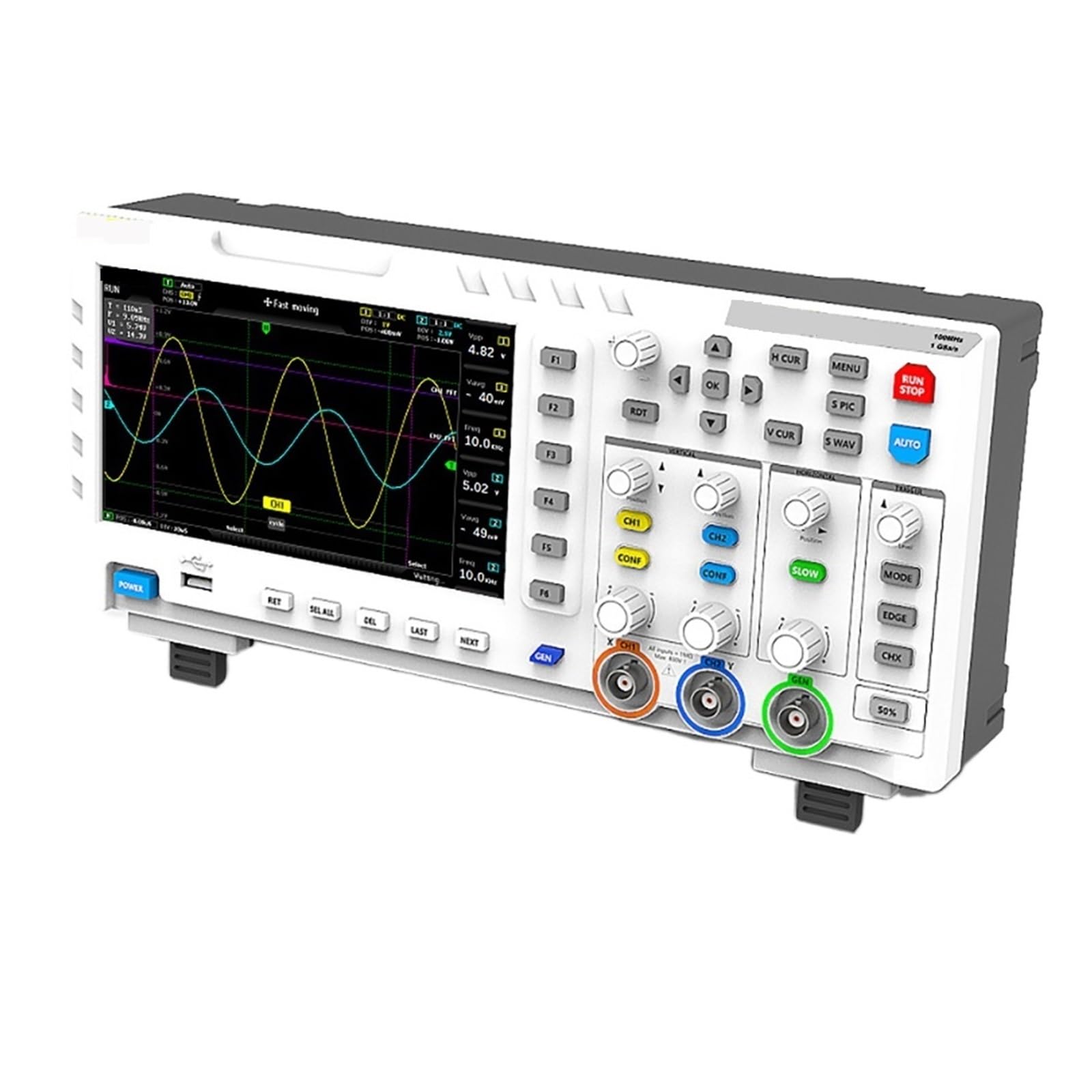 Osciloscopio Digital USB 1014D 2 en 1 generador de señal de entrada de doble canal 1GSa/s frecuencia de muestreo 100MHz * 2 ancho de banda analógico(1014D)