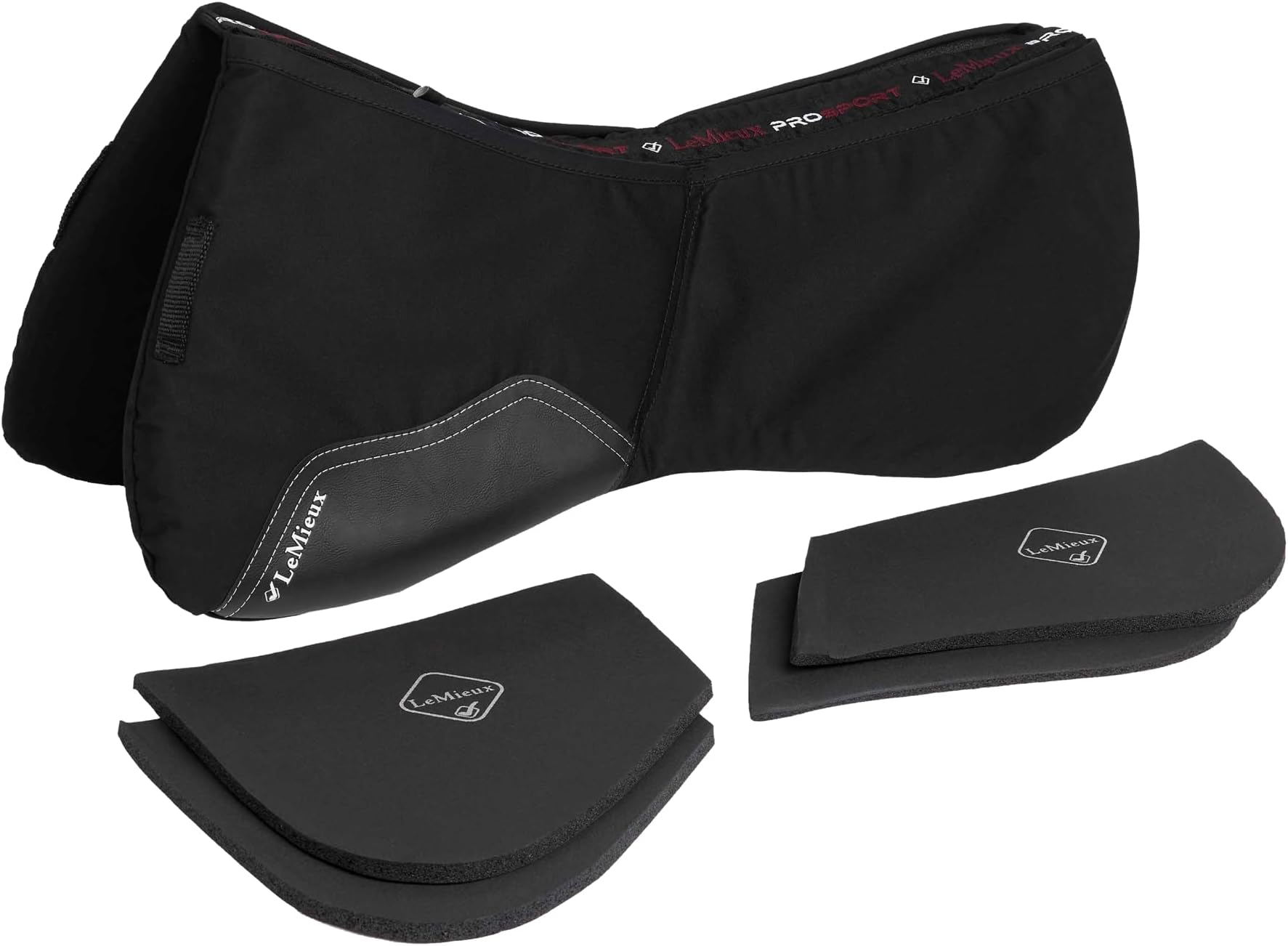 Pro-Sorb Half Pad Saddle Pad in Black - Adjustable Fit with Low Profile Protection and Shock Absorbing Inserts - Full Size