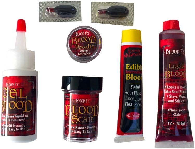 Living Nightmare FX Makeup Kit, Six-in-One Fake Blood Products