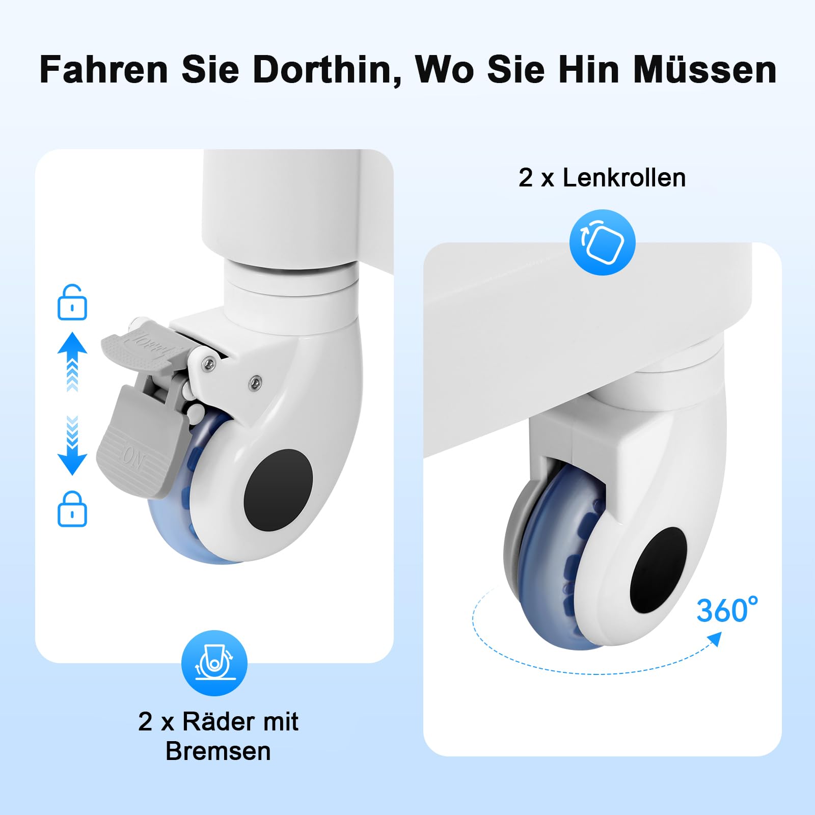 Friseurwagen, Kosmetikwagen Auf Rollen & 3 Schubladen, 51x47x77cm, Schminktisch Organizer für Schönheitsinstrument Und Medizinische Zwecke