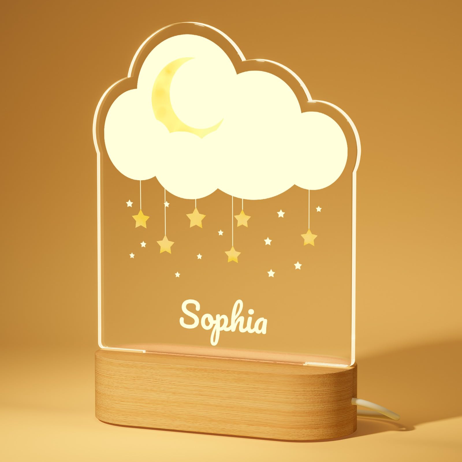 ALBKPersonalized Night Light for Kids - Custom Name Night Light with Cloud and Moon, Customized Gifts for Baby Nursery Lamp Bedroom Decor