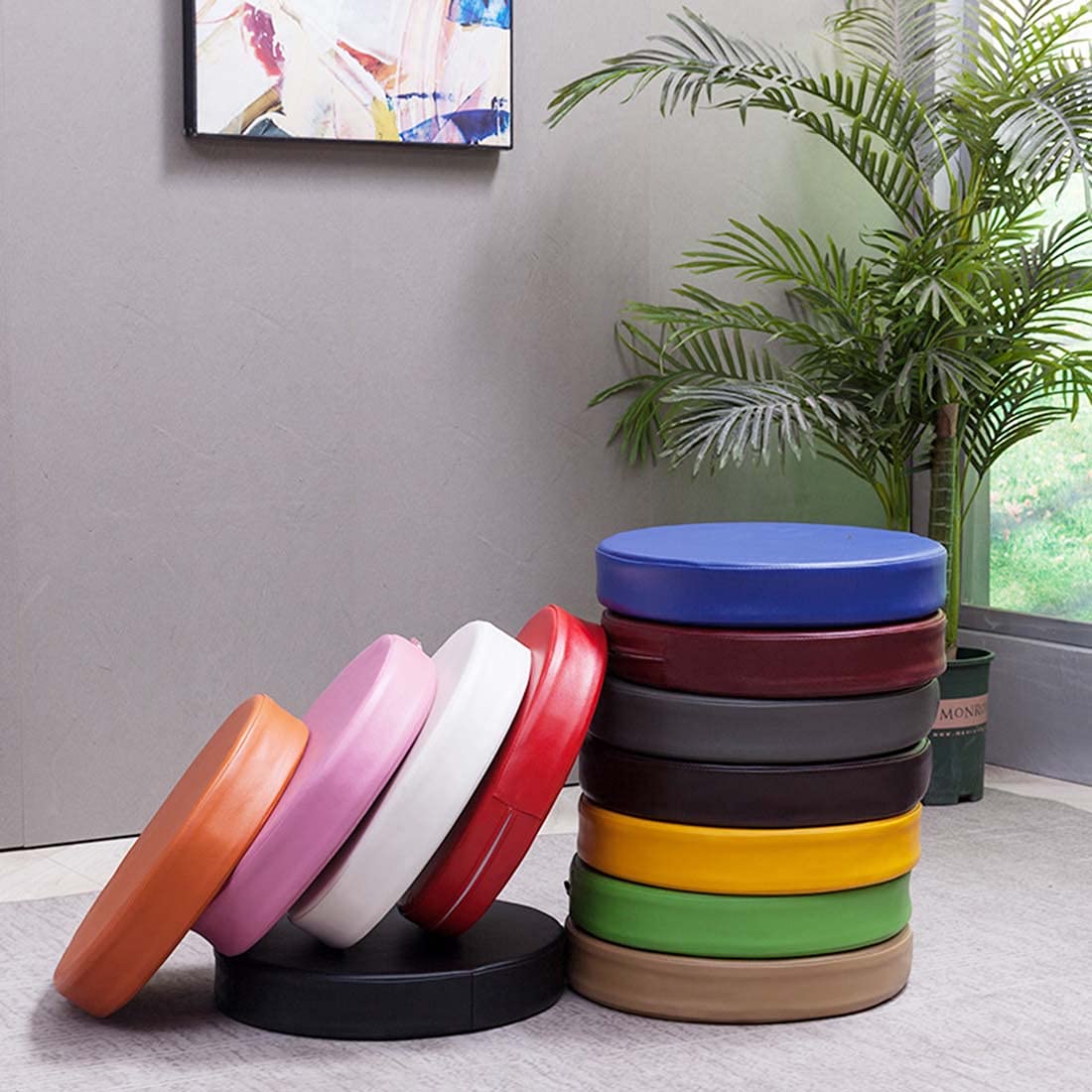 Coussins De Chaise Ronds 40/45 Cm Imperméables - Épaisseur 5/8 Cm : Confort Intérieur & Extérieur Rouge