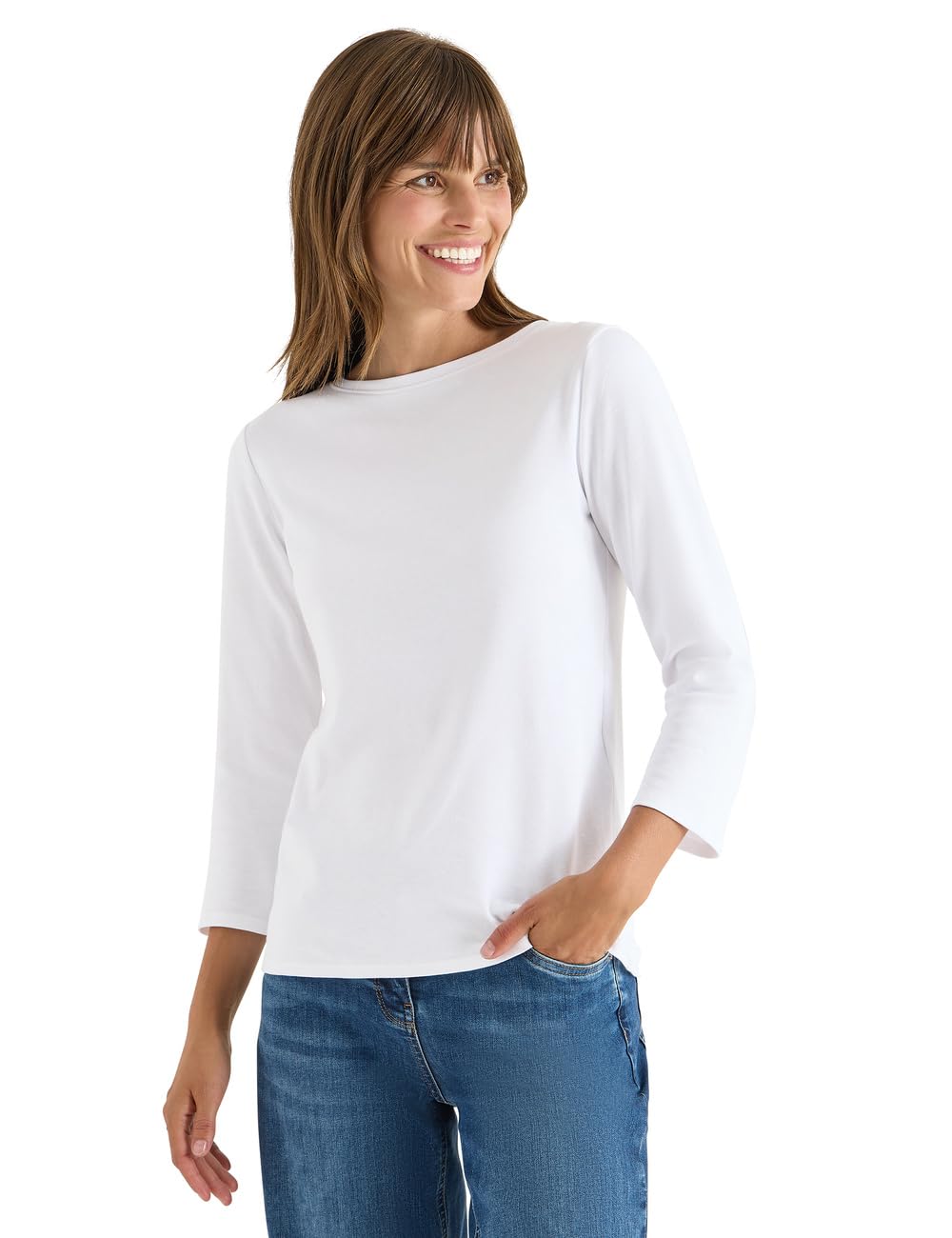 Cecil Women's 3127598 Basic Submarine Shirt, White, M