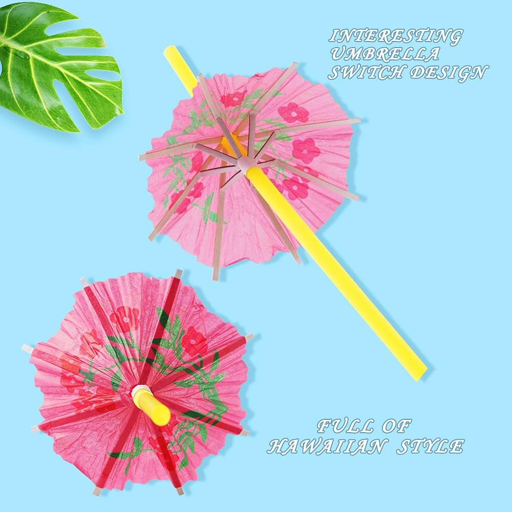 150 Pcs Umbrella Straws,Colourful Disposable Bendable Drinking Straws For Tropical Hawaiian Beach Theme Parties, Bar Cocktail Decoration.