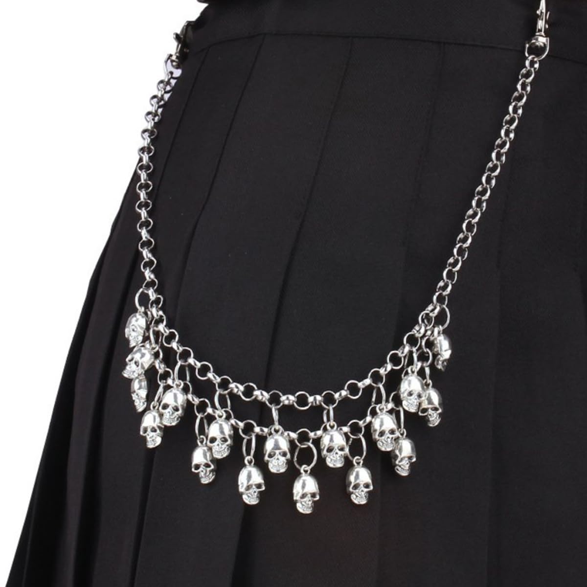 PINKPIN Skull Chains for Pants, Skirts, or Trousers - Unisex - Blue, Black - Metal - Link Chain - 103g - Punk, Hip-Hop, Streetwear - Fashion Rebels, Punk and Hip-Hop Enthusiasts, Young Adult Males