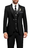 Mens 3 Piece Suit Slim Fit 1 Button Shawl Lapel Mens Formal Suit Business Men Black Suit Blazer Vest Pants Prom Tuxedo 3XL