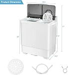 DORTALA Portable Washing Machine, 26lbs Twin Tub Washer and Spin Dryer, Apartment Laundry Semi-Automatic Washer for Dorm and RV’s, White & Gray