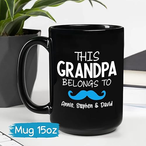 Miniatura 5 de Taza con texto en inglés "This Grandpa Belongs Tow", taza para abuelo, taza de papá personalizada, regalo para papá para marido, taza divertida para