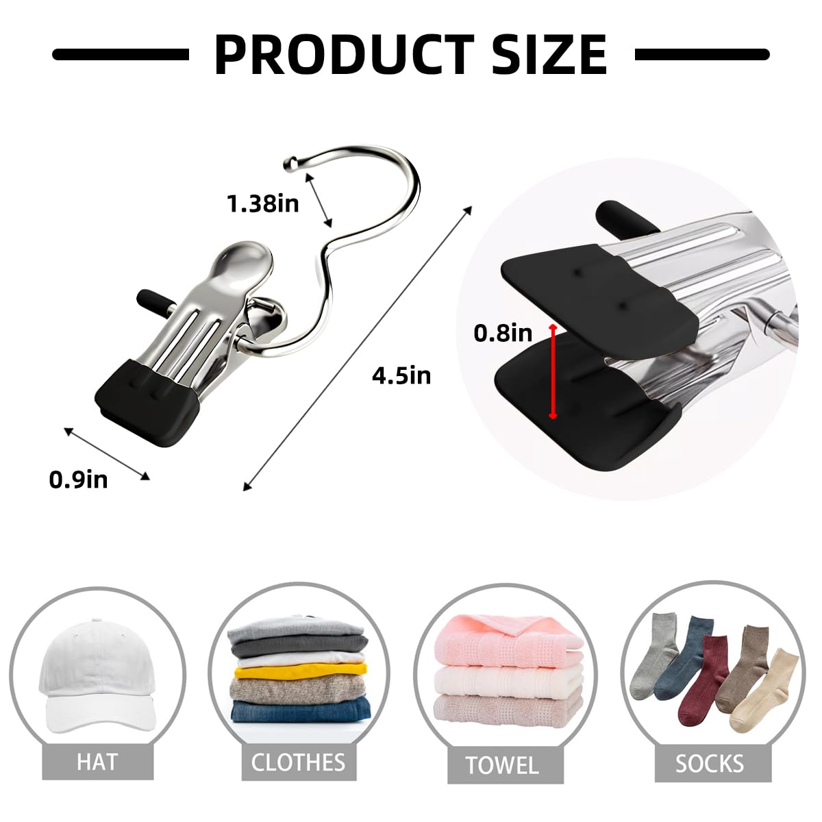 Clothes Pins Towel Hanger Hooks,Closet Organizer Clothe Clips for Hanging,Portable Multifunctional Space Saving S Hooks Laundry Hanger Hook Hanging for Jeans,Hats,Boots,Towels (Black.15Pcs)