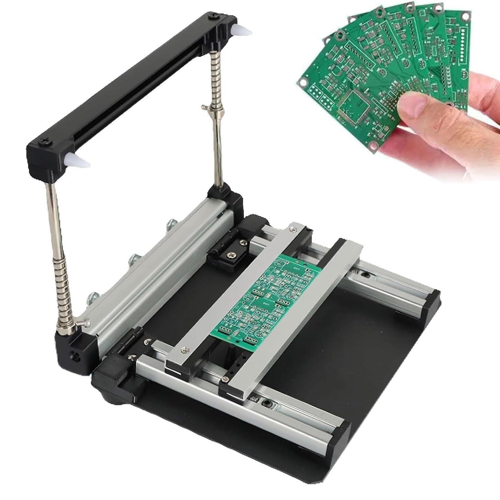 WLSYX Manual PCB Stencil Printer, SMT Steel Mesh Solder Paste Printing Table, Adjustable Height and ±0.01mm High Accuracy, Aluminum Alloy Body, for PCB Assembly, Advertising Crafts Printing