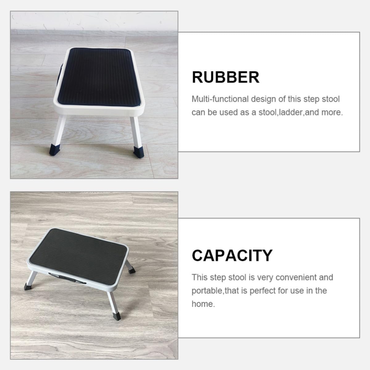 FOMIYES Taburete de Escalera Plegable de Metal Negro Resistente al Óxido Superficie Antideslizante y Diseño Portátil Adecuado para Uso en Interiores y Exteriores