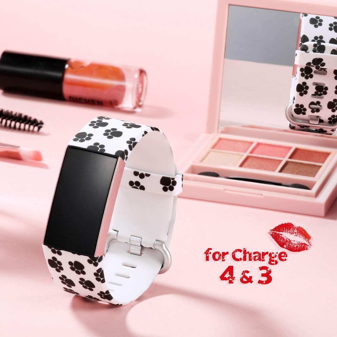 Maledan Compatible with Charge 3 Bands and Charge 4 Bands, Paw Print, Small