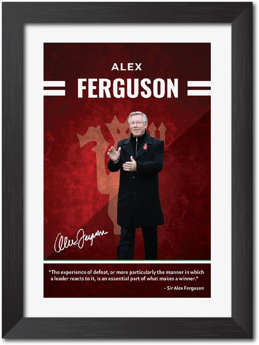 Sir Alex Ferguson Poster Manchester United Laminated Poster Framed Painting with Matt Finish Black Frame (12 inches x 9inches)