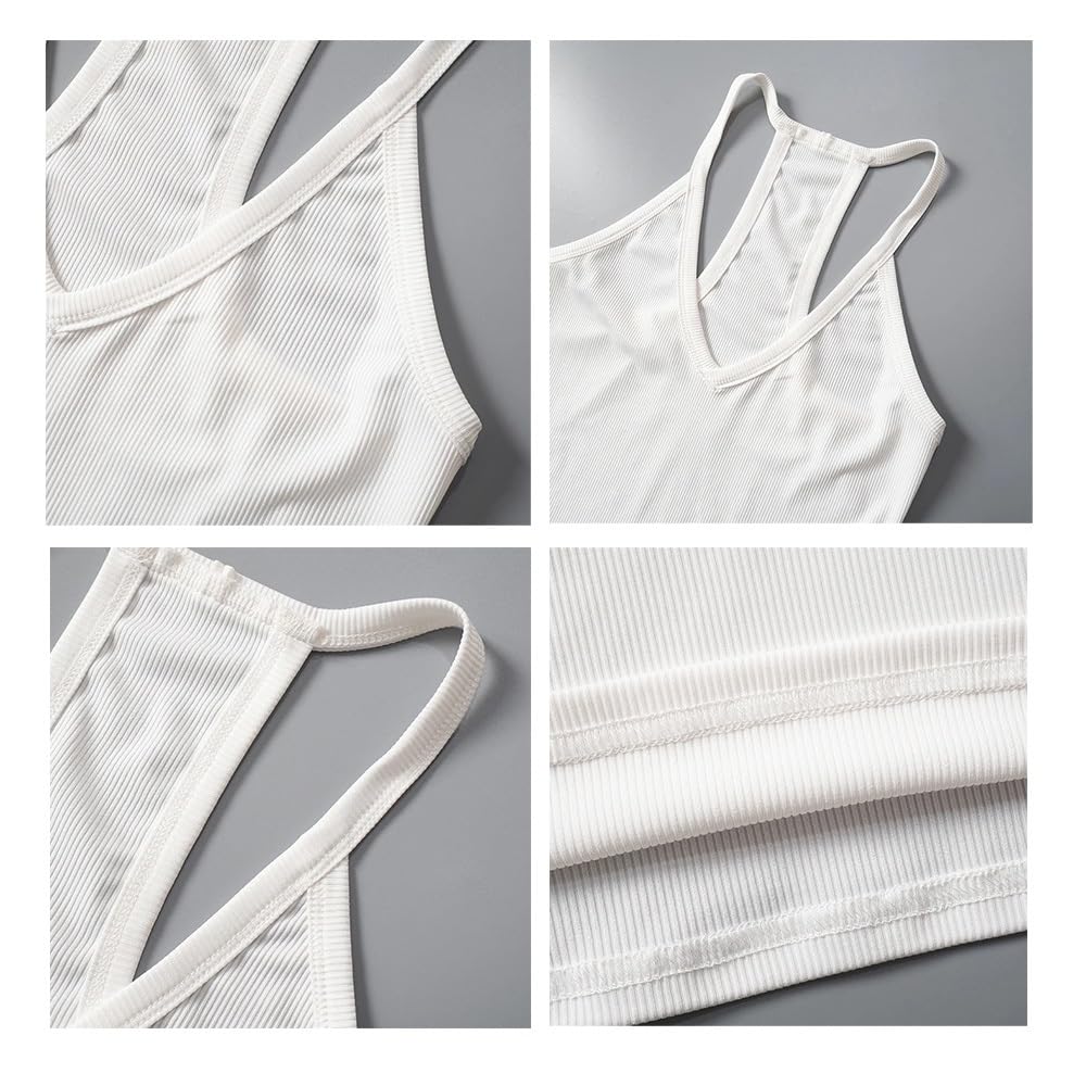 Camiseta sin Mangas con Cuello en V y canalé for Mujer, Ropa de Primavera y Verano de 2025, Top básico Informal, Camisola Negra, Blanca y Gris