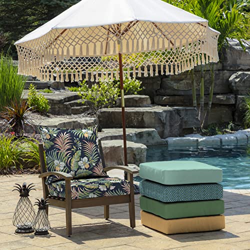 Image of Arden Deep Seat Outdoor Chair Cushion Set (4-Pack), 24 in x 24 in, Weather-Proof, Rain-Proof, Fade Resistant Patio Cushion Set for Chair, Sofa, and Couch Simone Blue Tropical