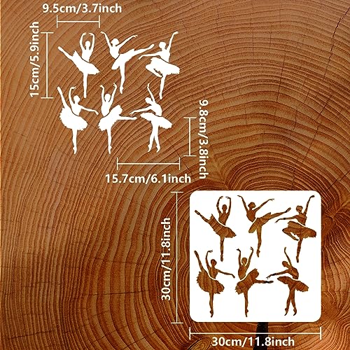 FINGERINSPIRE Ballerinas Stencil 30x30cm Dance Ballerina Silhouette Painting Stencil Plastic 5 Styles Ballet Dancer Patterns Stencil Reusable DIY Art and Craft Stencil for Wood Sign Home Decor - Image 2