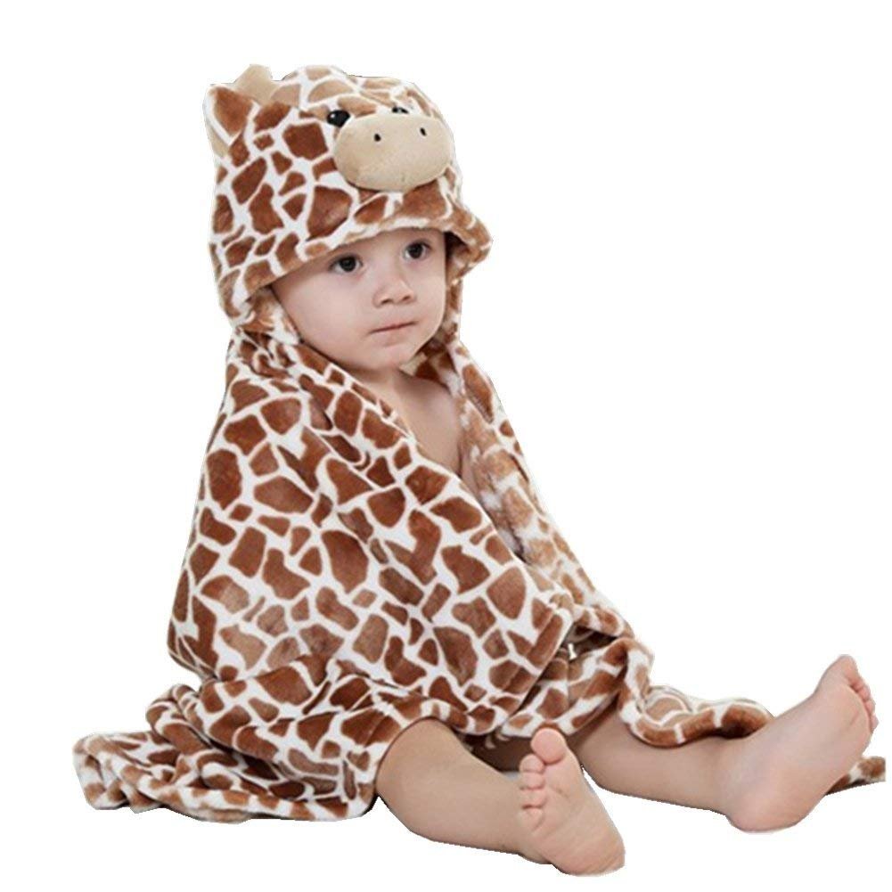 Serviette à Capuche pour Bébé Couverture de Flanelle Douce et Chaude Peignoir Conception des Animaux Serviette Poncho pour Bébés Garçons Filles