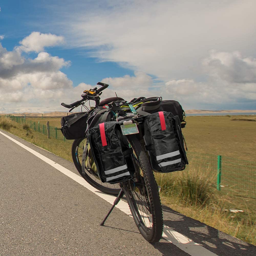 Borsa per bicicletta, Doppia Borsa Posteriore Bici, Impermeabile, per Viaggi, Quotidiano, Campeggio, Rosso