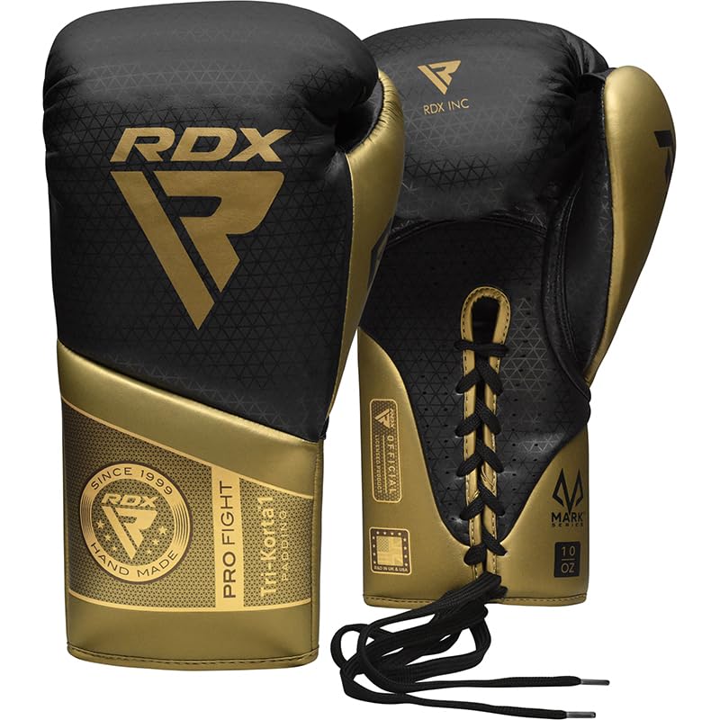 Gants de boxe RDX Mark Pro Fight Tri Korta 10 oz doré matériel sac de frappe