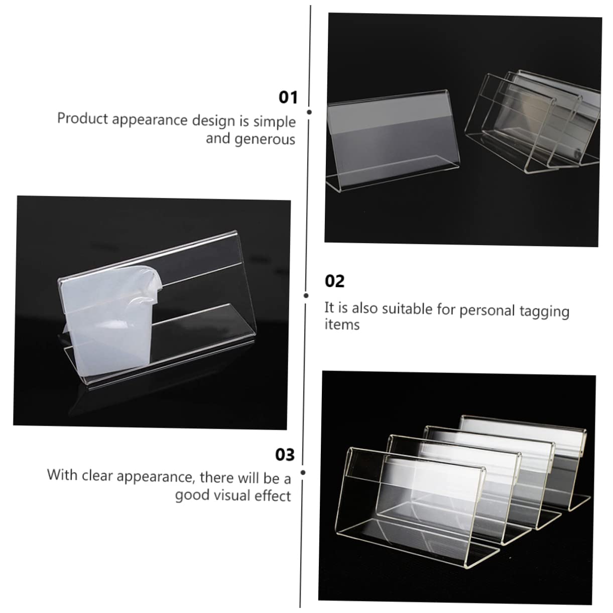 Operitacx 3 Sätze Preisanzeigetafel Etiketten Einziehbar Steht Geschäft Karte Stand Einzelhandel Zeichen Inhaber Aufkleber Planke Platte Preisschildhalter Acryl Transparent 20 Stück * 3