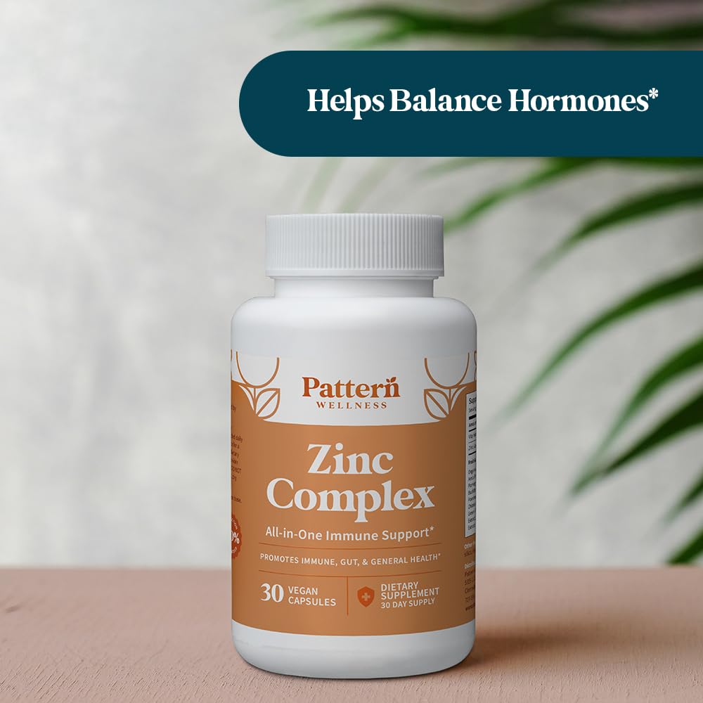Suplemento Complexo de Zinco Pattern Wellness - Zinco de Alta Absorção com Vitamina C + Probióticos - Suporte Imunológico Completo - Testado por Terceiros - 30 Cápsulas Veganas - Imagem 8