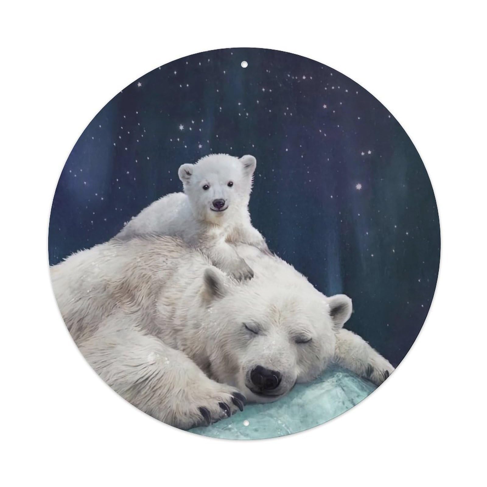 Animals Artwork Two Polar Bears Vintage Metal Tin Sign Plaque Wall Decor for Cafe, Club Bar, Office, Garden Metal Poster 8x8Inch