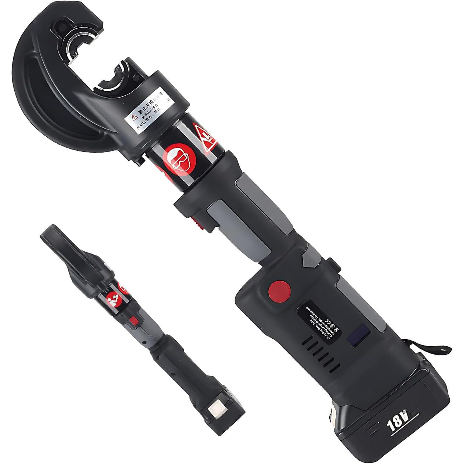 HCZKIUJY Hydraulic Crimping Kit - Battery-Powered Crimper Pliers, 120KN with Organizer Case, Includes 12 Dies for Copper and Aluminum Cables