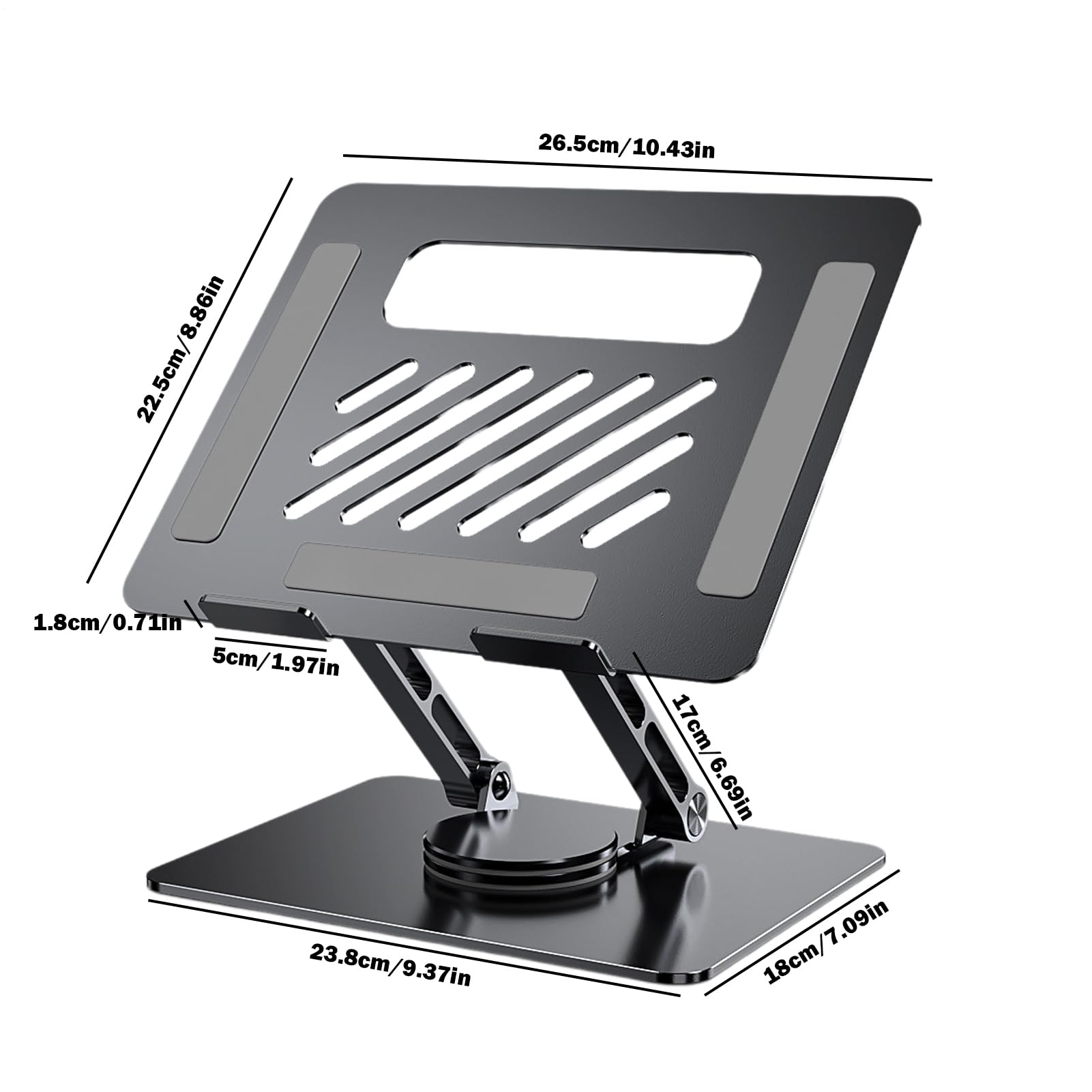 Supporto per laptop in alluminio, supporto regolabile per laptop con | rotazione a 360°, pieghevole in lega di alluminio per notebook e tablet, supporto ergonomico e portatile per postazioni di la