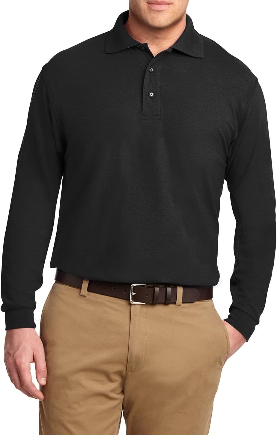 JustBlanks Mens Long Sleeve Polo Shirt Regular-fit Athletic Sportswear Golf Jersey Polo Sports Shirt for Men