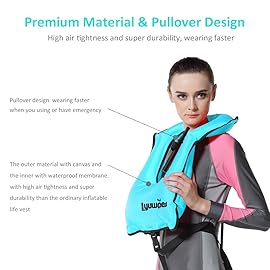 Lyuwpes Snorkel Vest Inflatable Snorkeling Jackets Adult Free Diving Swimming Safety Vests Man Women Blue