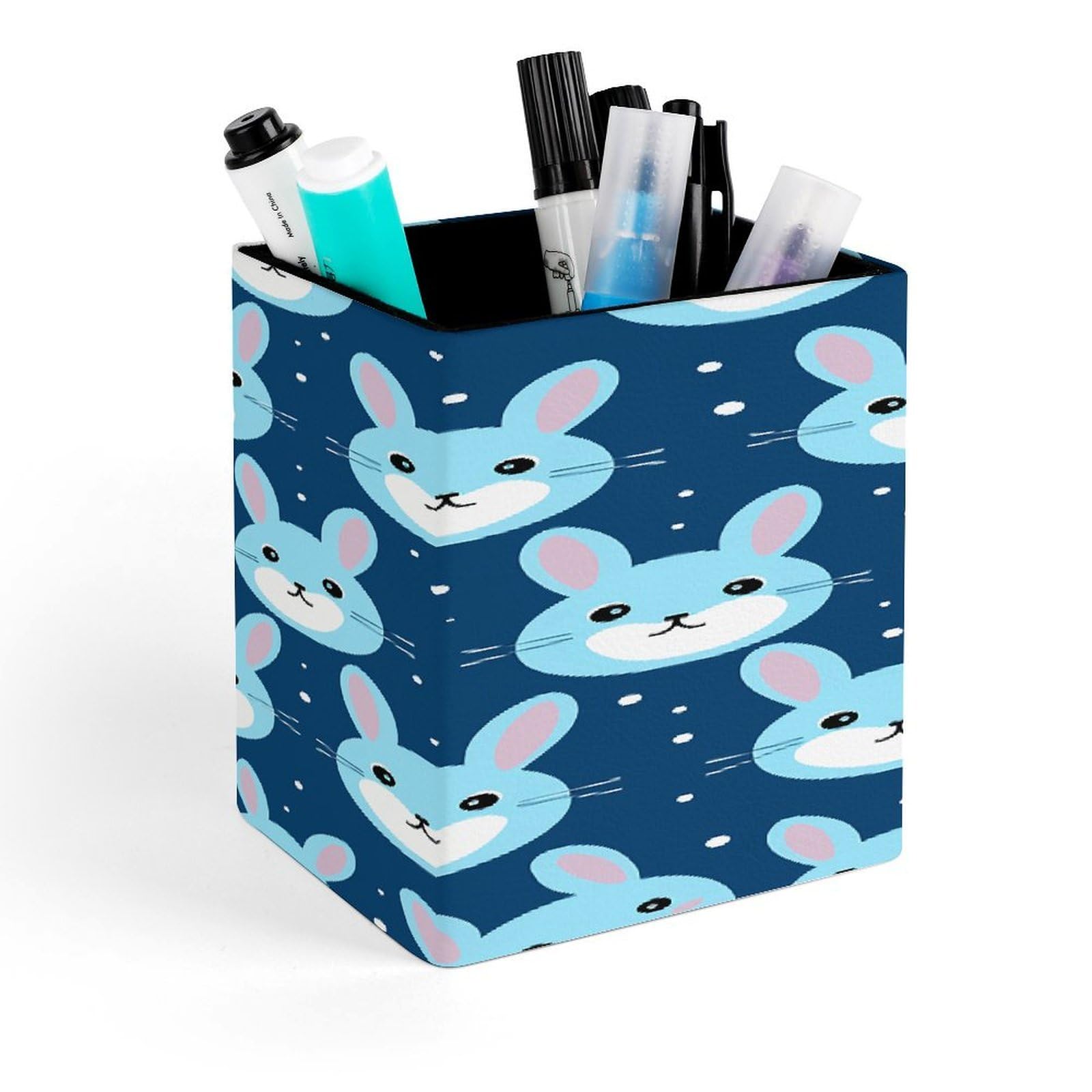 FekiLoot Bunny Custom Desk Pen Holder Office Accessories Square Pen Container Box Desk Organizer Brush Holder