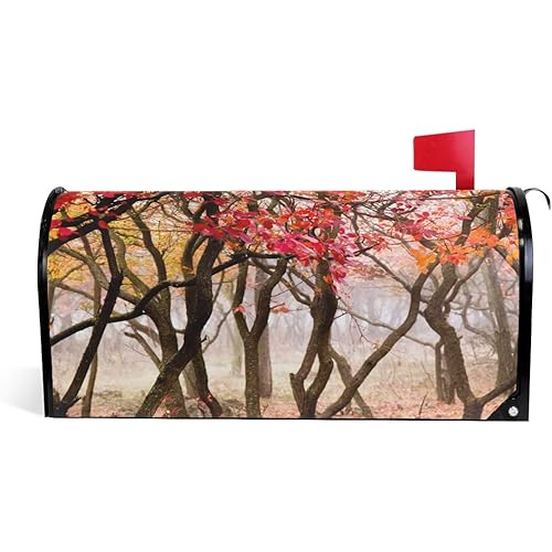 ZZKKO Autumn Forest and Fall Leaves Mailbox Covers Magnetic Seasonal Colorful Pattern Home Houses Decorations,25.5x20.8 Inch Large Size,Multicolor