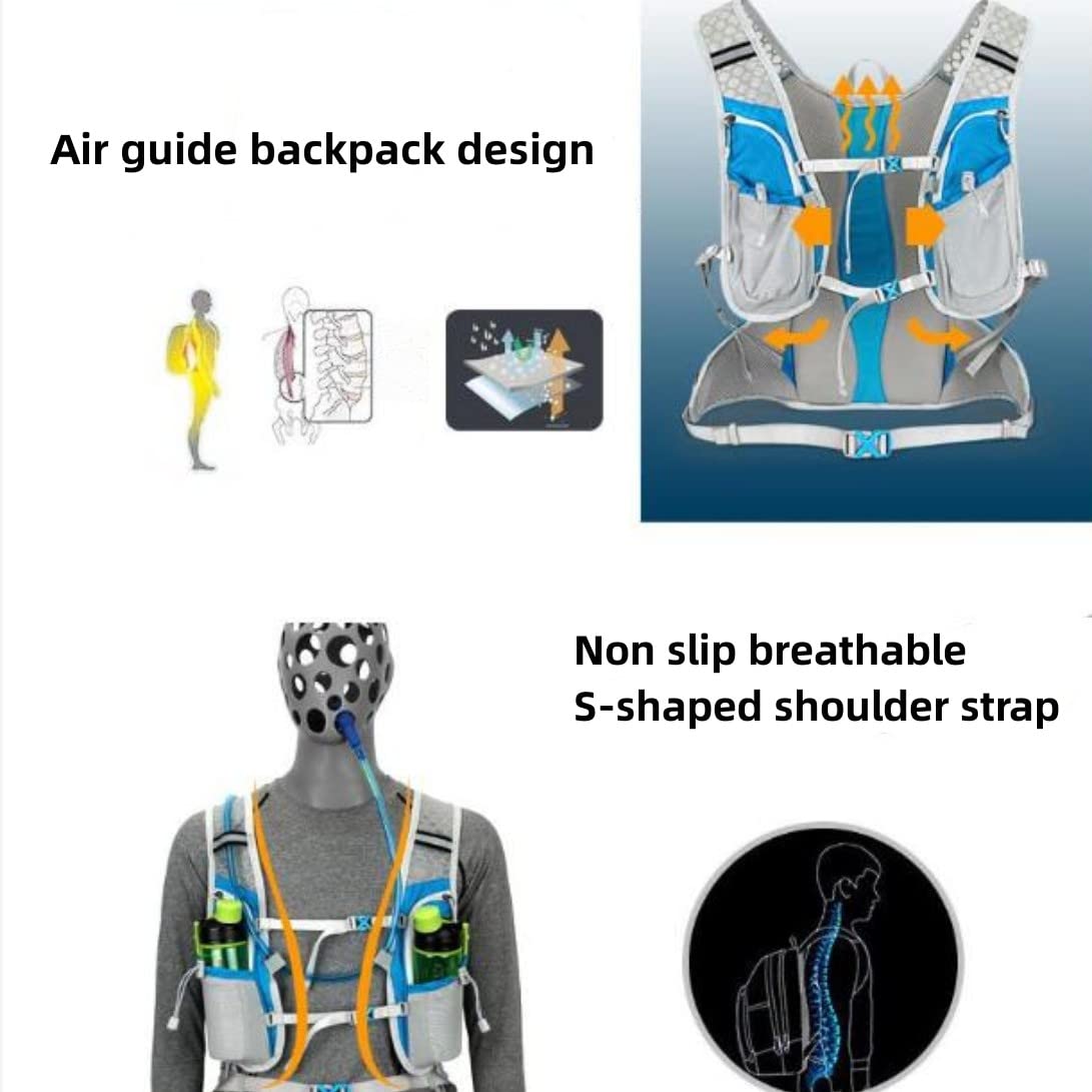 Zaino da corsa leggero, gilet da corsa regolabile da donna con sacca idrica per ciclismo, ideale per trail running ed escursionismo (verde)