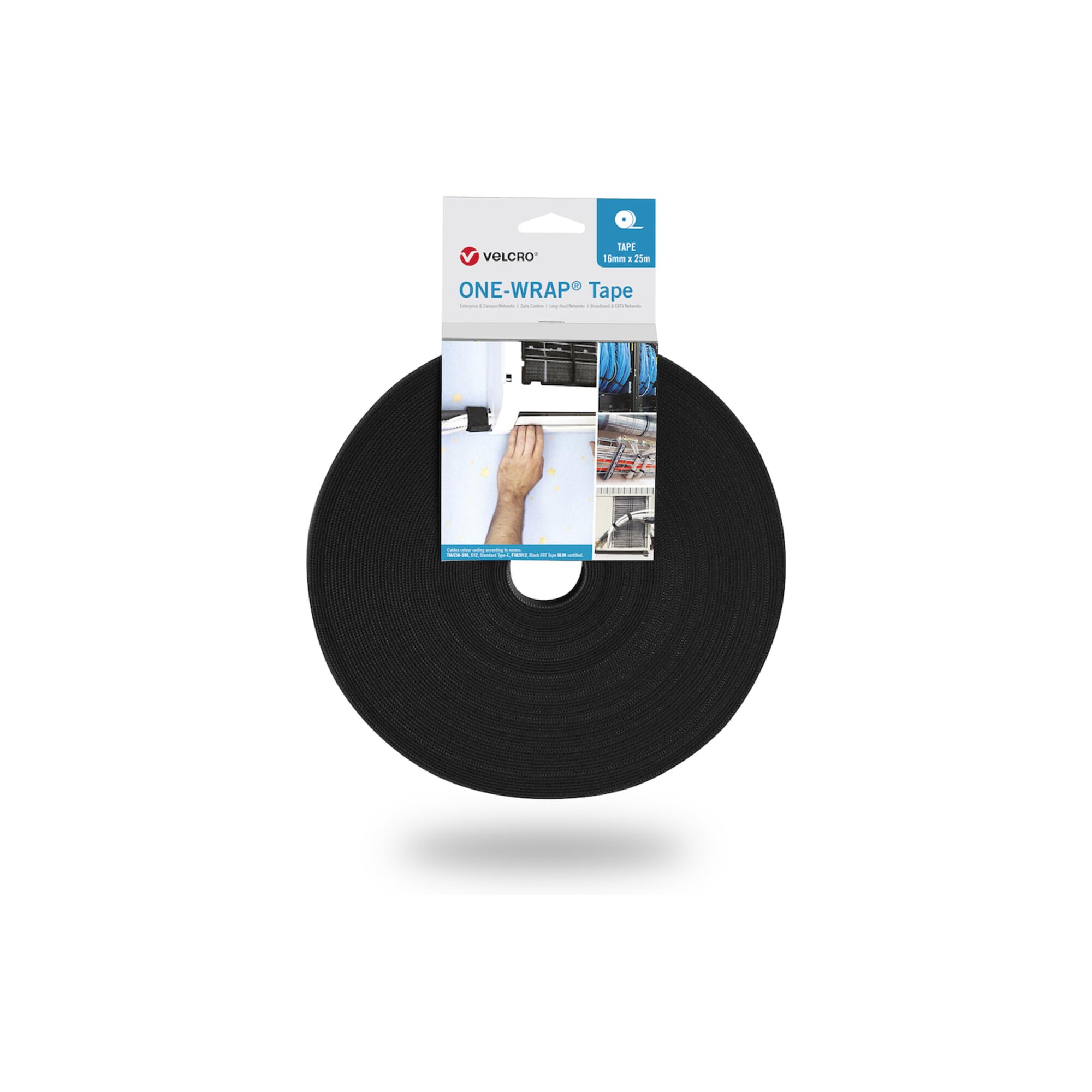 Velcro® One Wrap® - Cinta de 25 m y 20 mm de ancho, color negro