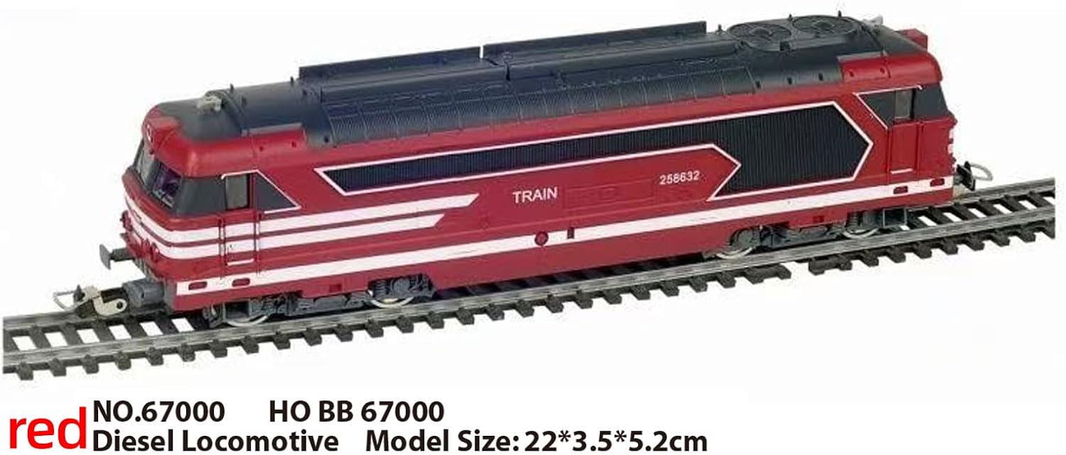 Diesel Locomotive, HO Scale Model Train, BB 67000 Diesel Locomotive Model with Metal Wheels, NO.67000 (Red)