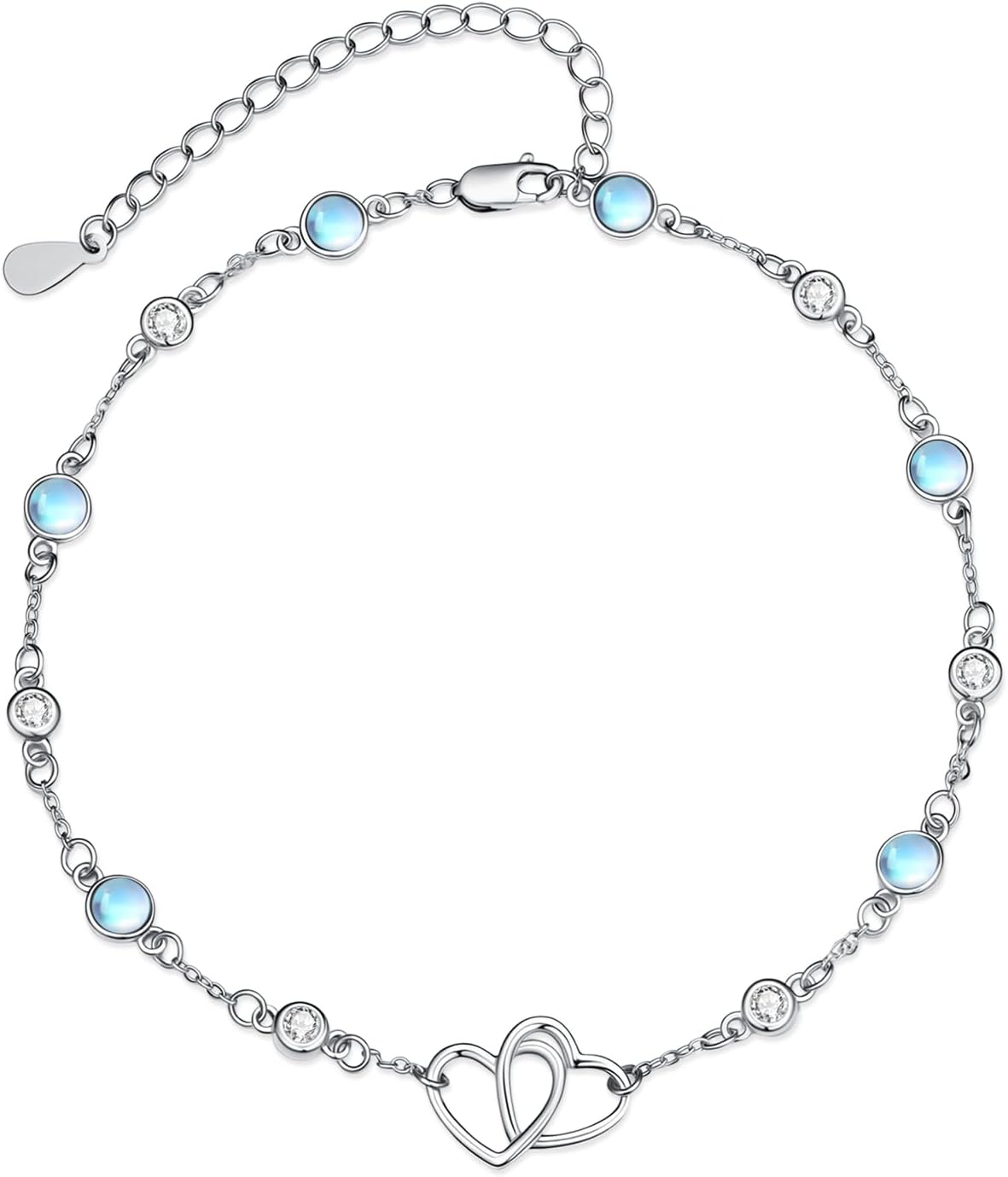 Anklet for Women 925 Sterling Silver Double Infinity Ankle Bracelet Waterproof Summer Jewelry Anniversary Birthday Gifts for Her