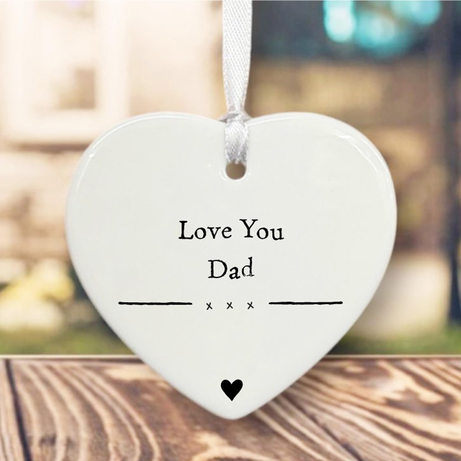 Personalised Porcelain Heart Love You Dad Daddy, Family Keepsake Token Gift, Custom Hanging Heart with Name Message