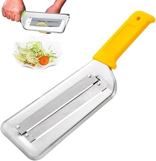 UCK-KIT Cortador de Julienne de Doble Cuchilla, Cortador de Julienne de Doble Cuchilla de Acero Inoxidable, Cortador de Frutas manuales multifuncionales para Uso en el hogar,Amarillo