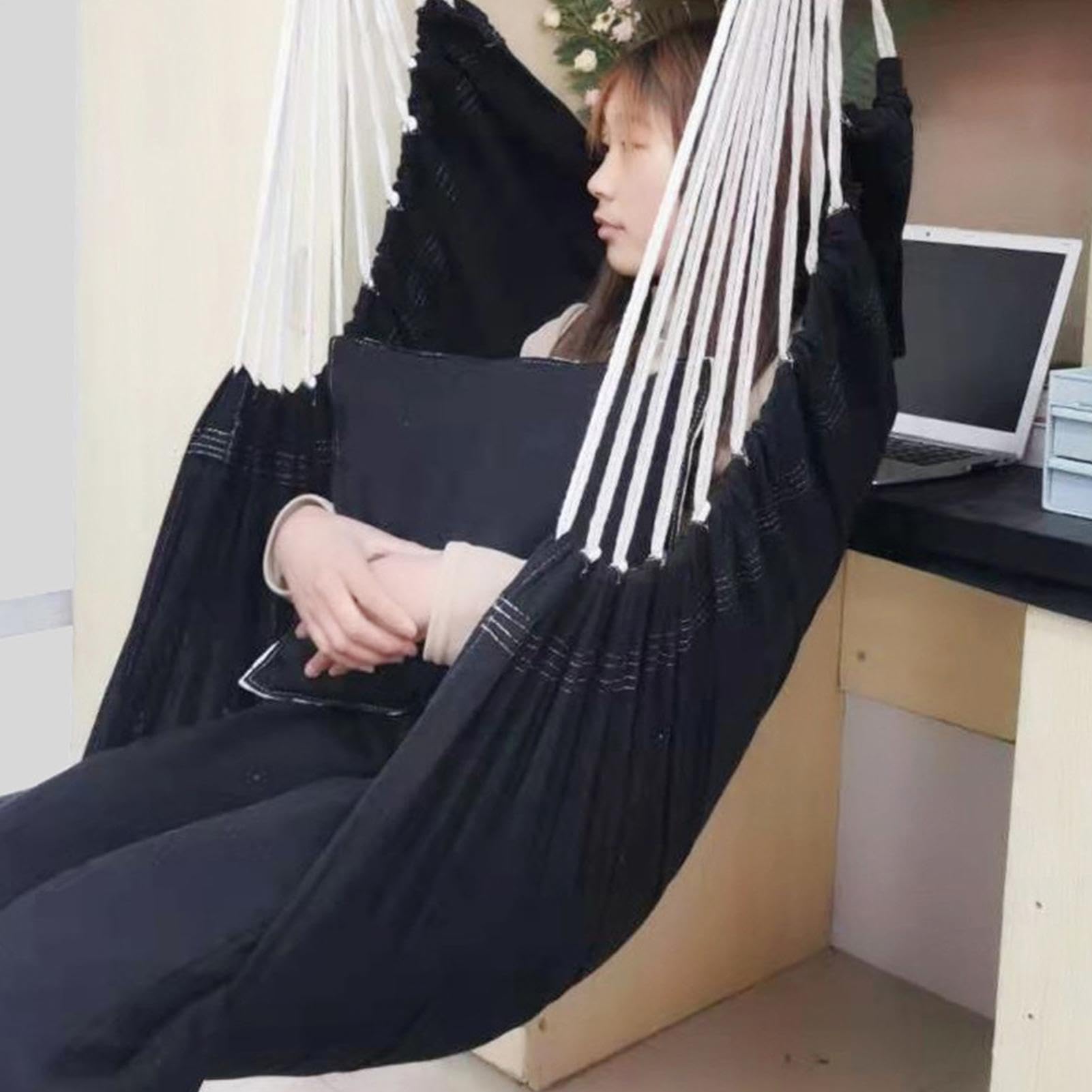 Fotel hamakowy do sypialni i na zewnątrz, maksymalna nośność 226 kg, pogrubiony wzór płócienny dla studentów, do użytku w pokoju w akademiku