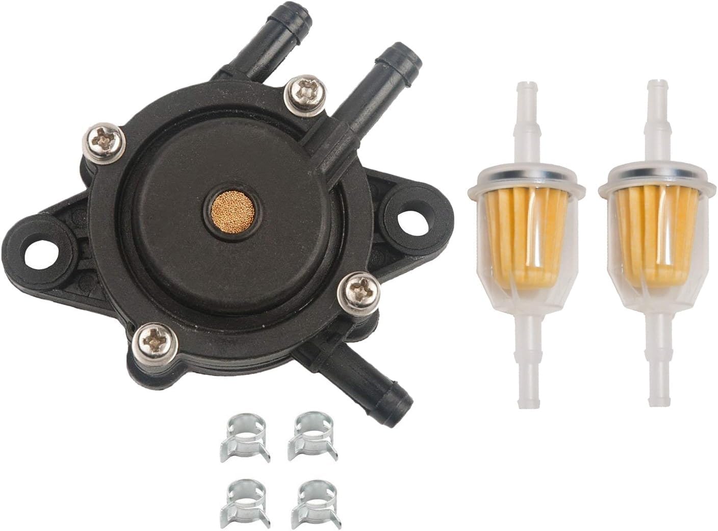 Upgrade Fuel Pump Fuel Filter with Clamp Replacement for John Deere 108 L105 102 115 105 X120 X145 L107 L108 LA125 LA115 LA105 D110 D105 Lawn Tractor MIA12509 MIA11474