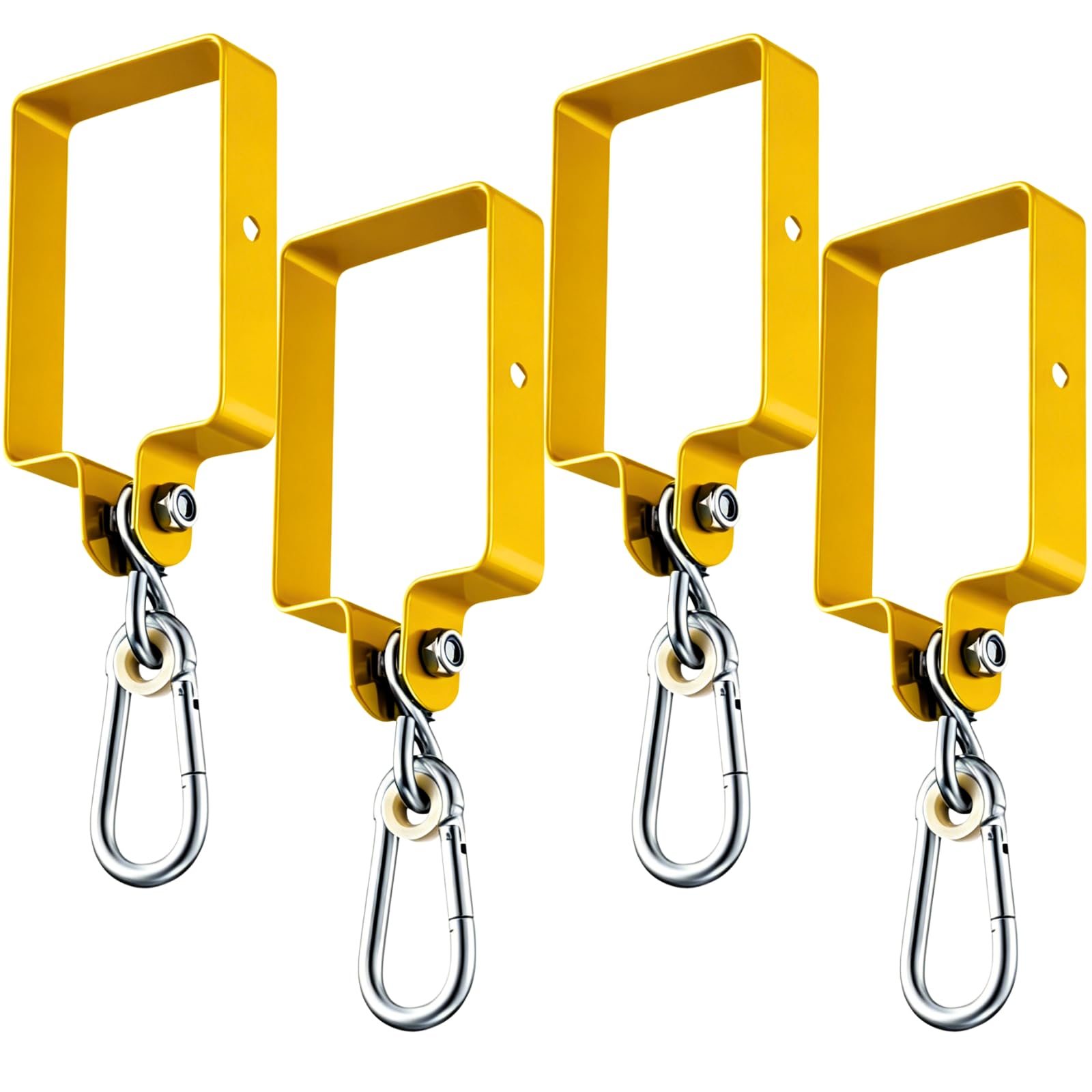 Hi Flame Heavy Duty Steel Swing Hangers for Wooden Sets Includes Snap Hooks. for Connecting to a 4"x6" Beam (Yellow, Set of 4)